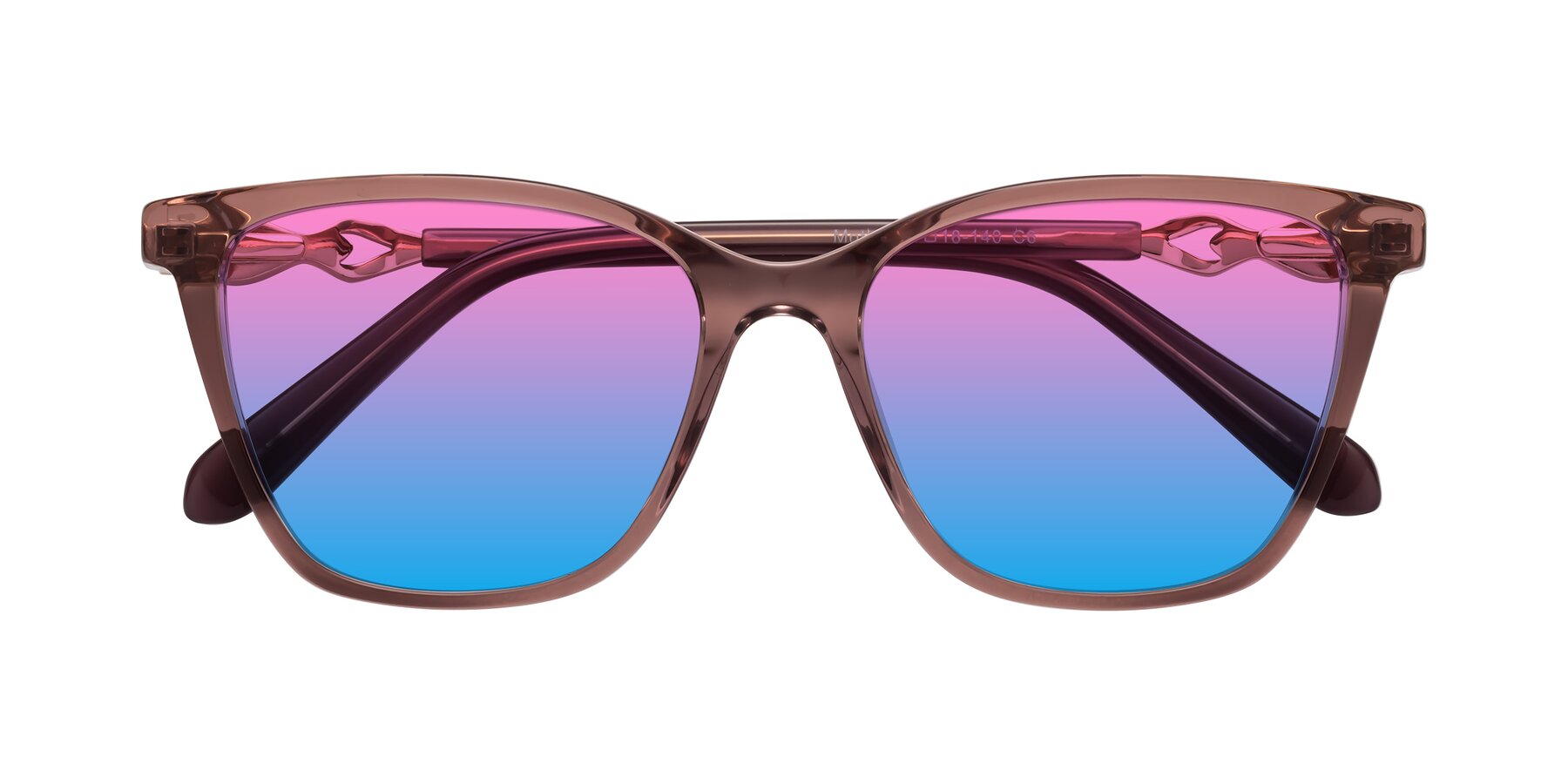 Folded Front of Mothe in Mauve Taupe with Pink / Blue Gradient Lenses