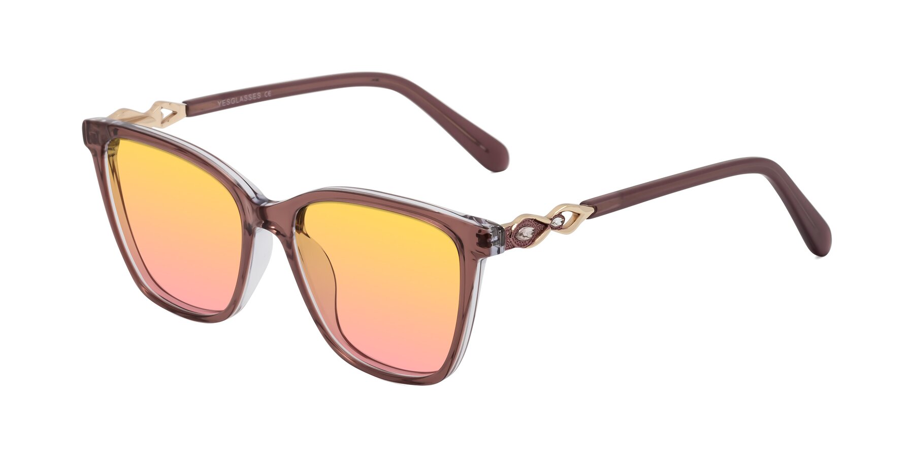 Angle of Mothe in Mauve Taupe with Yellow / Pink Gradient Lenses