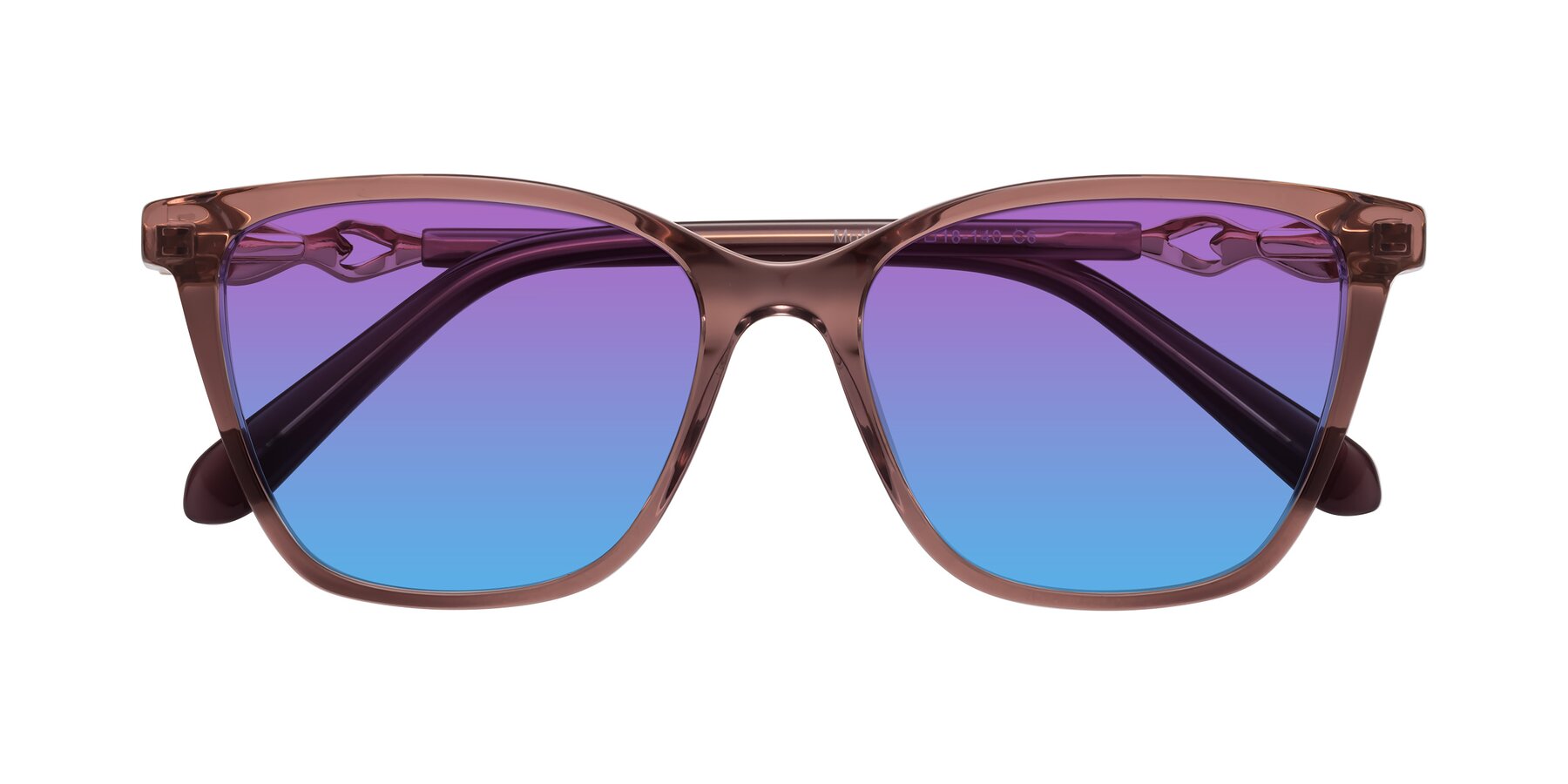 Folded Front of Mothe in Mauve Taupe with Purple / Blue Gradient Lenses