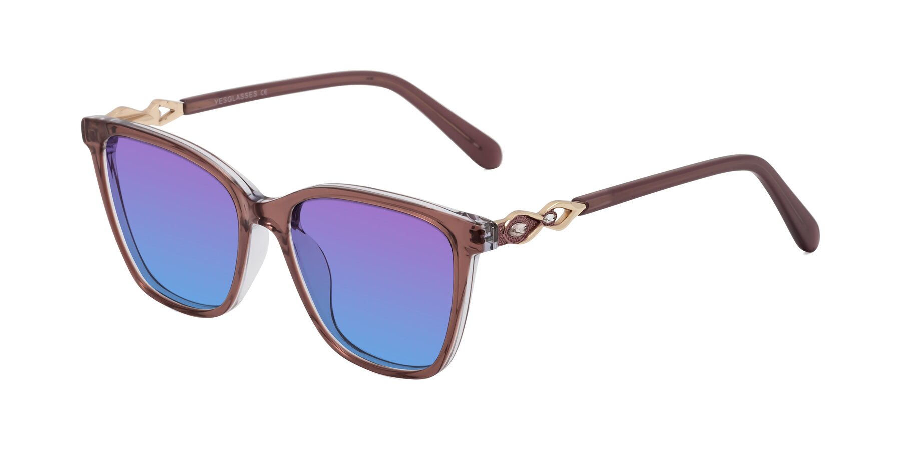 Angle of Mothe in Mauve Taupe with Purple / Blue Gradient Lenses