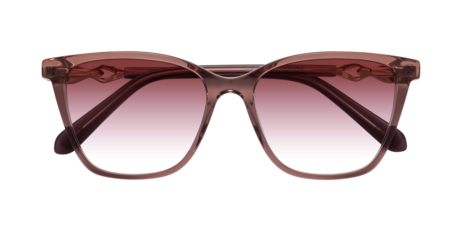 Folded Front of Mothe in Mauve Taupe with Garnet Gradient Lenses