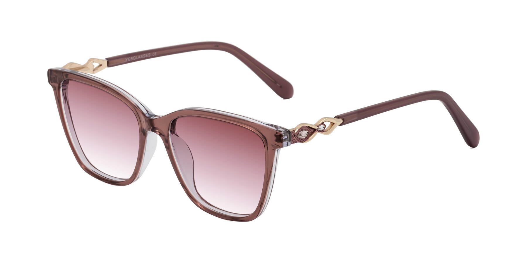 Angle of Mothe in Mauve Taupe with Garnet Gradient Lenses