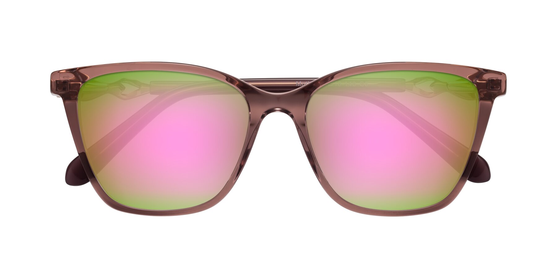 Folded Front of Mothe in Mauve Taupe with Pink Mirrored Lenses