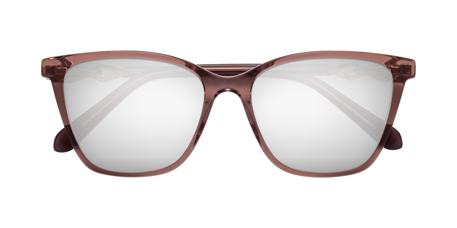 Folded Front of Mothe in Mauve Taupe with Silver Mirrored Lenses