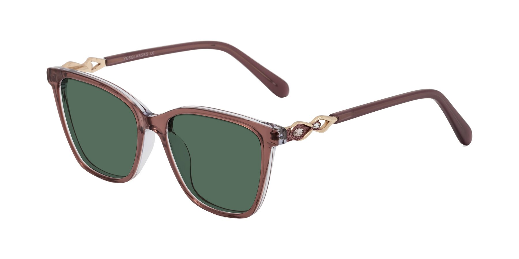 Angle of Mothe in Mauve Taupe with Green Polarized Lenses