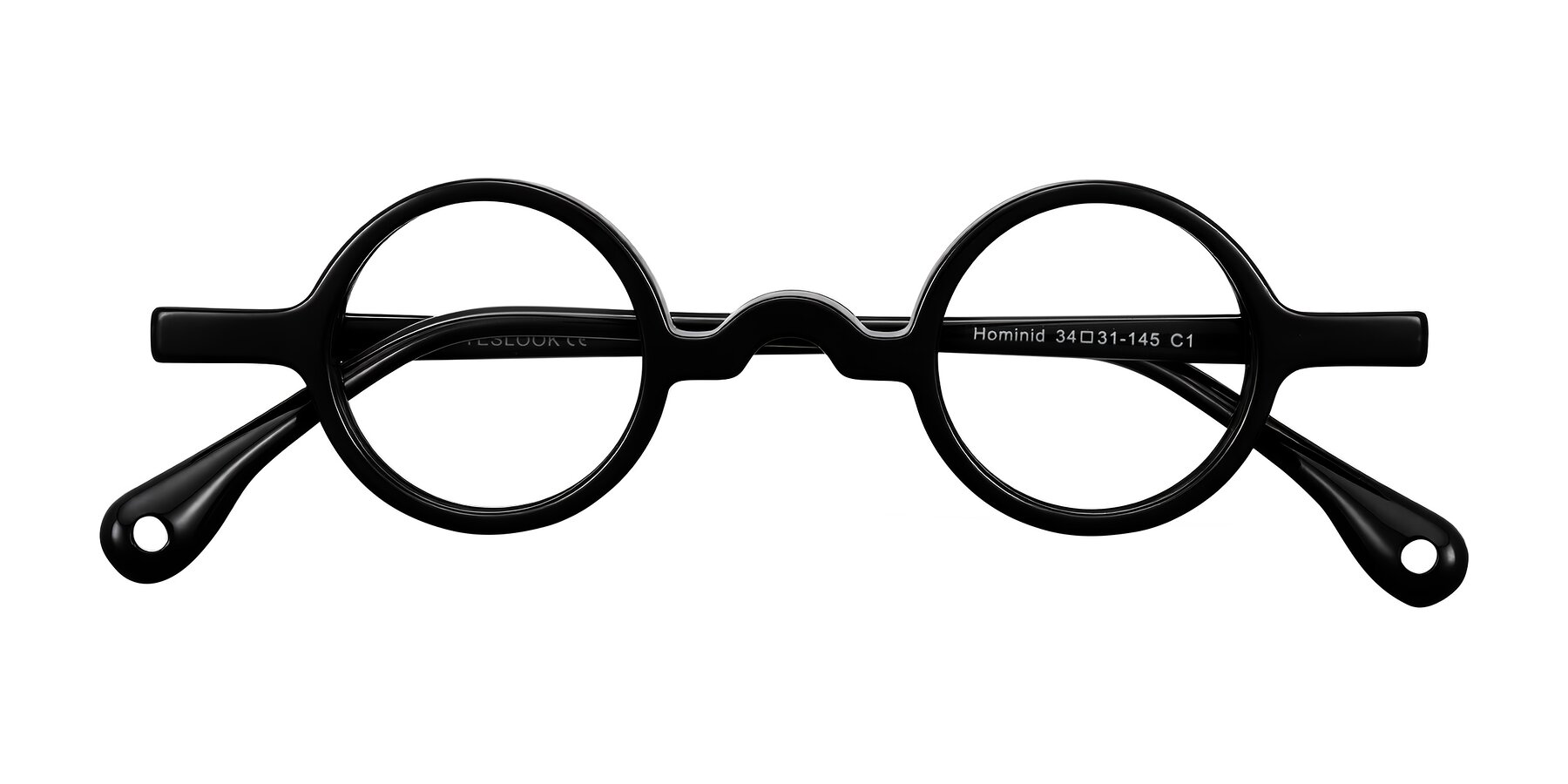 Folded Front of Hominid in Black with Clear Eyeglass Lenses