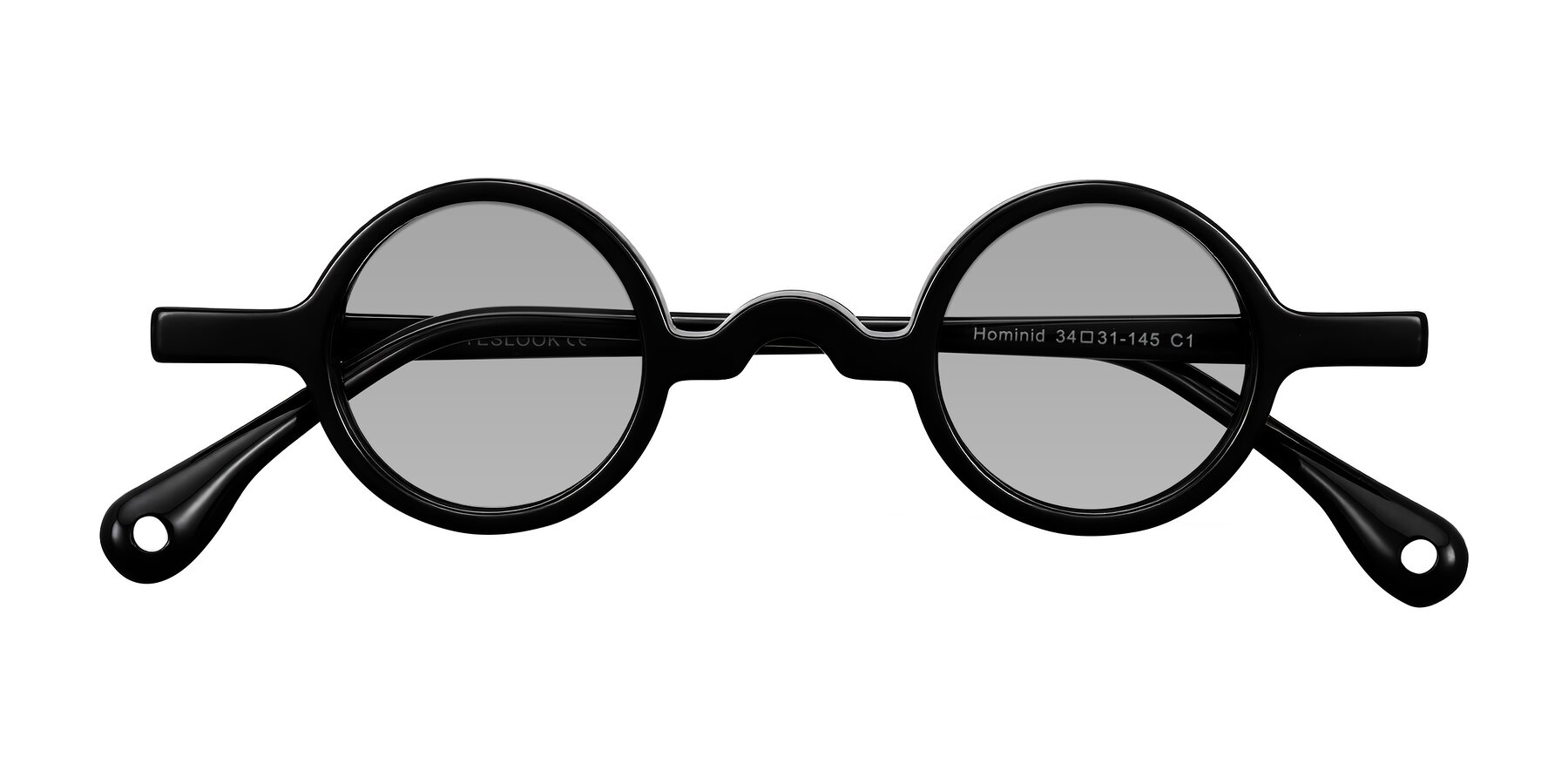 Folded Front of Hominid in Black with Light Gray Tinted Lenses