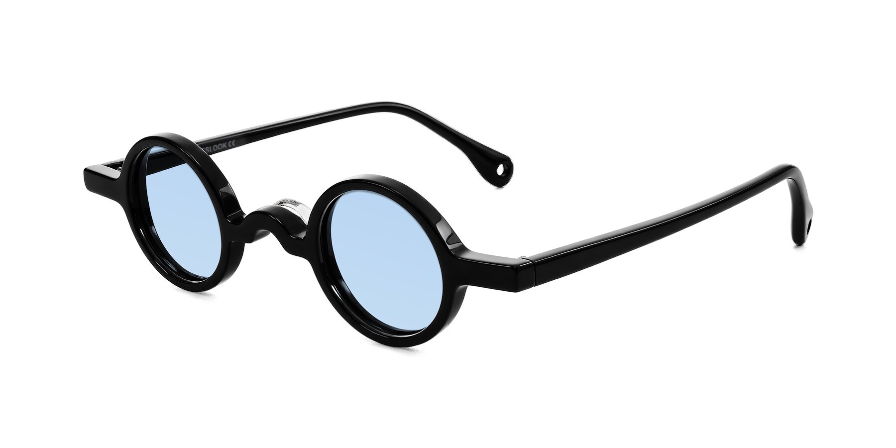 Angle of Hominid in Black with Light Blue Tinted Lenses