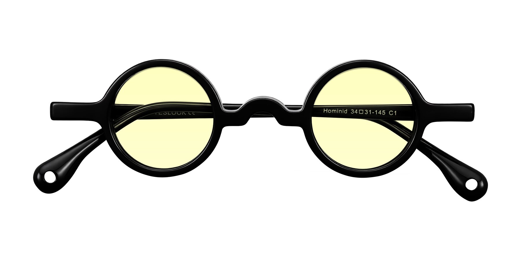 Folded Front of Hominid in Black with Light Yellow Tinted Lenses