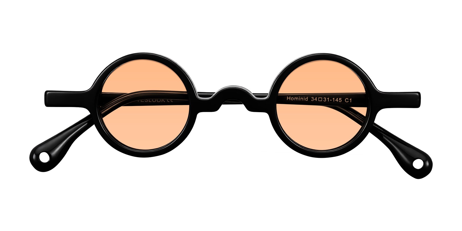 Folded Front of Hominid in Black with Light Orange Tinted Lenses