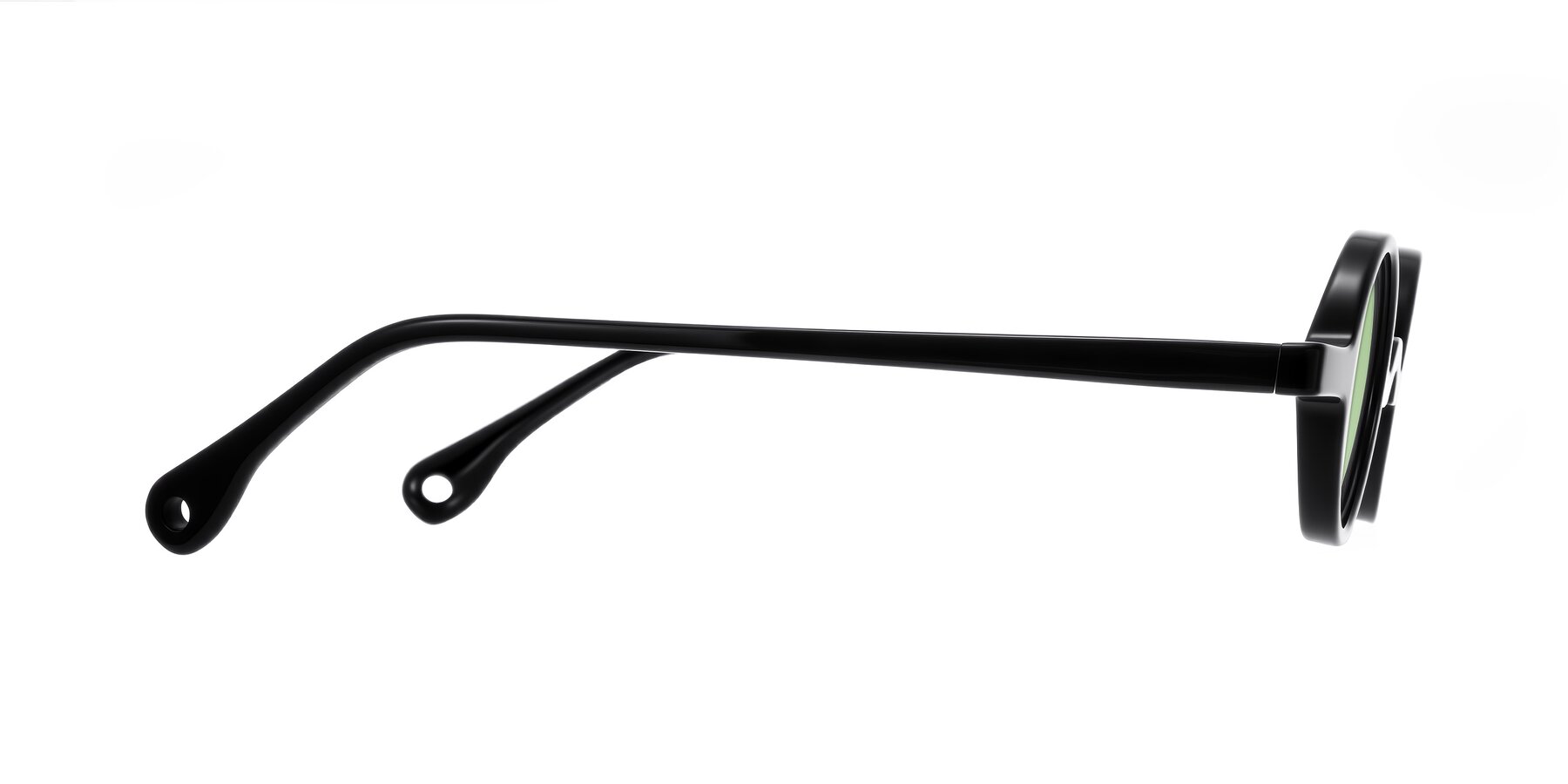 Side of Hominid in Black with Medium Green Tinted Lenses