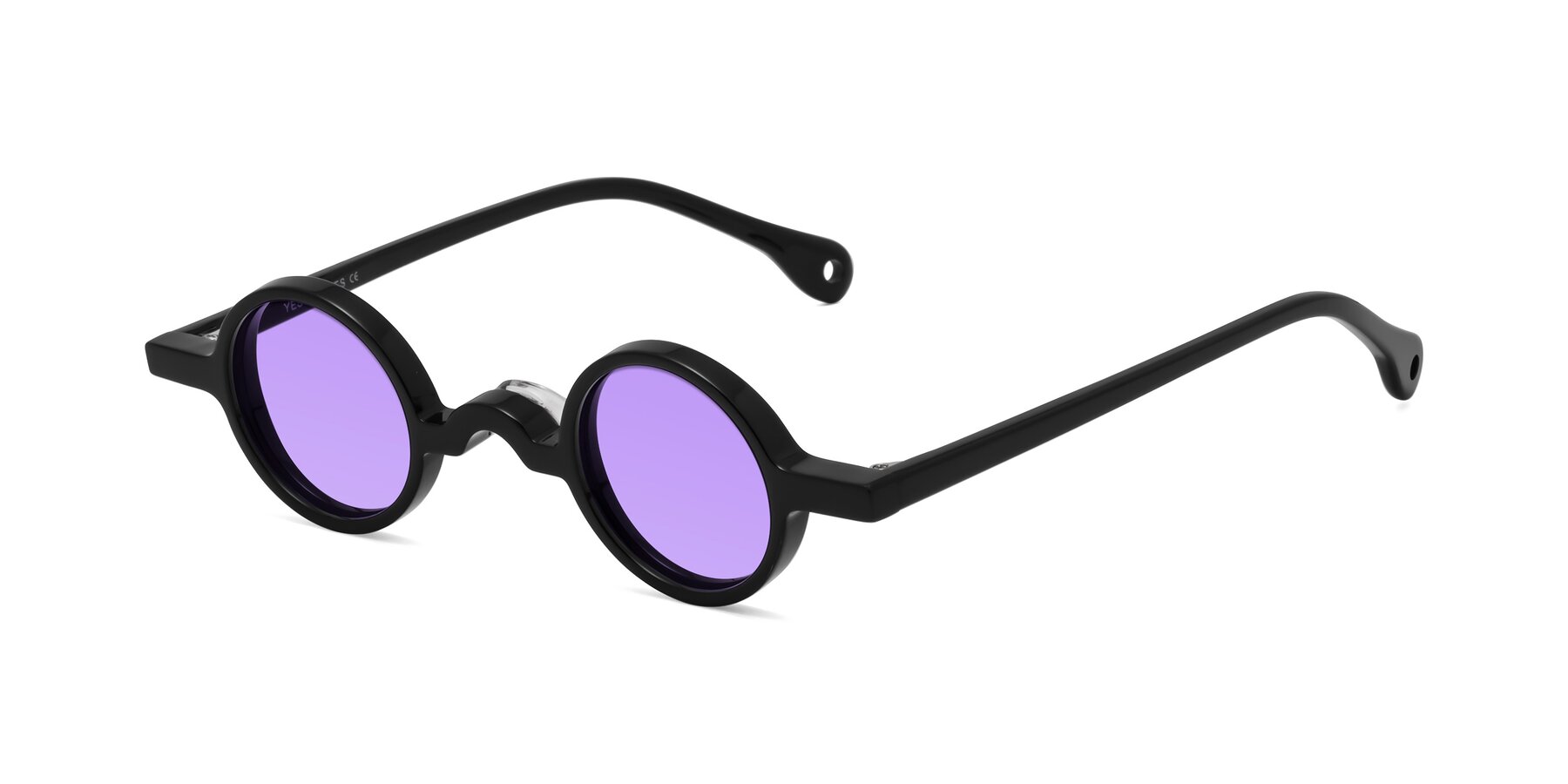 Angle of Hominid in Black with Medium Purple Tinted Lenses