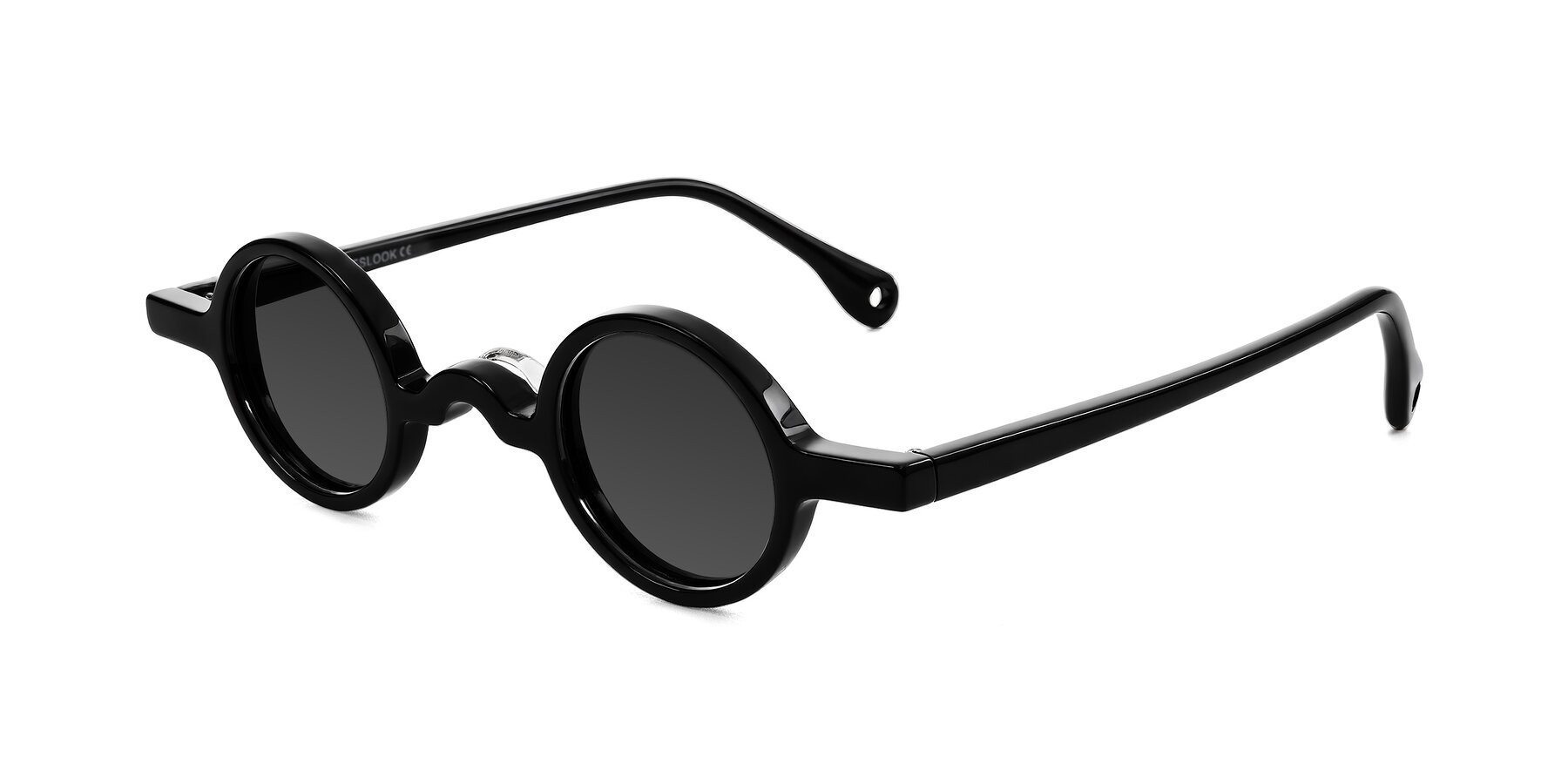 Angle of Hominid in Black with Gray Tinted Lenses