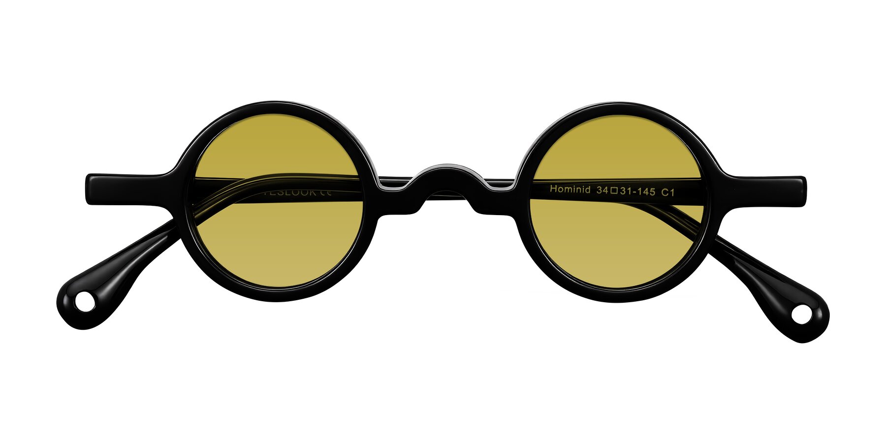 Folded Front of Hominid in Black with Champagne Tinted Lenses