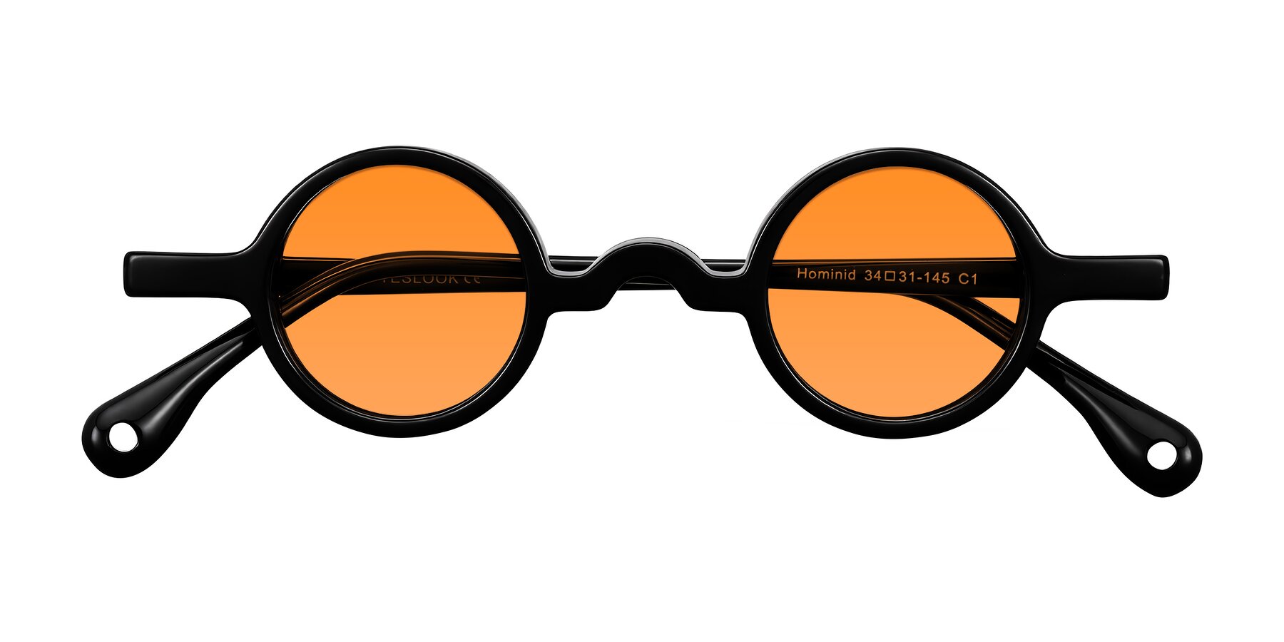 Folded Front of Hominid in Black with Orange Tinted Lenses