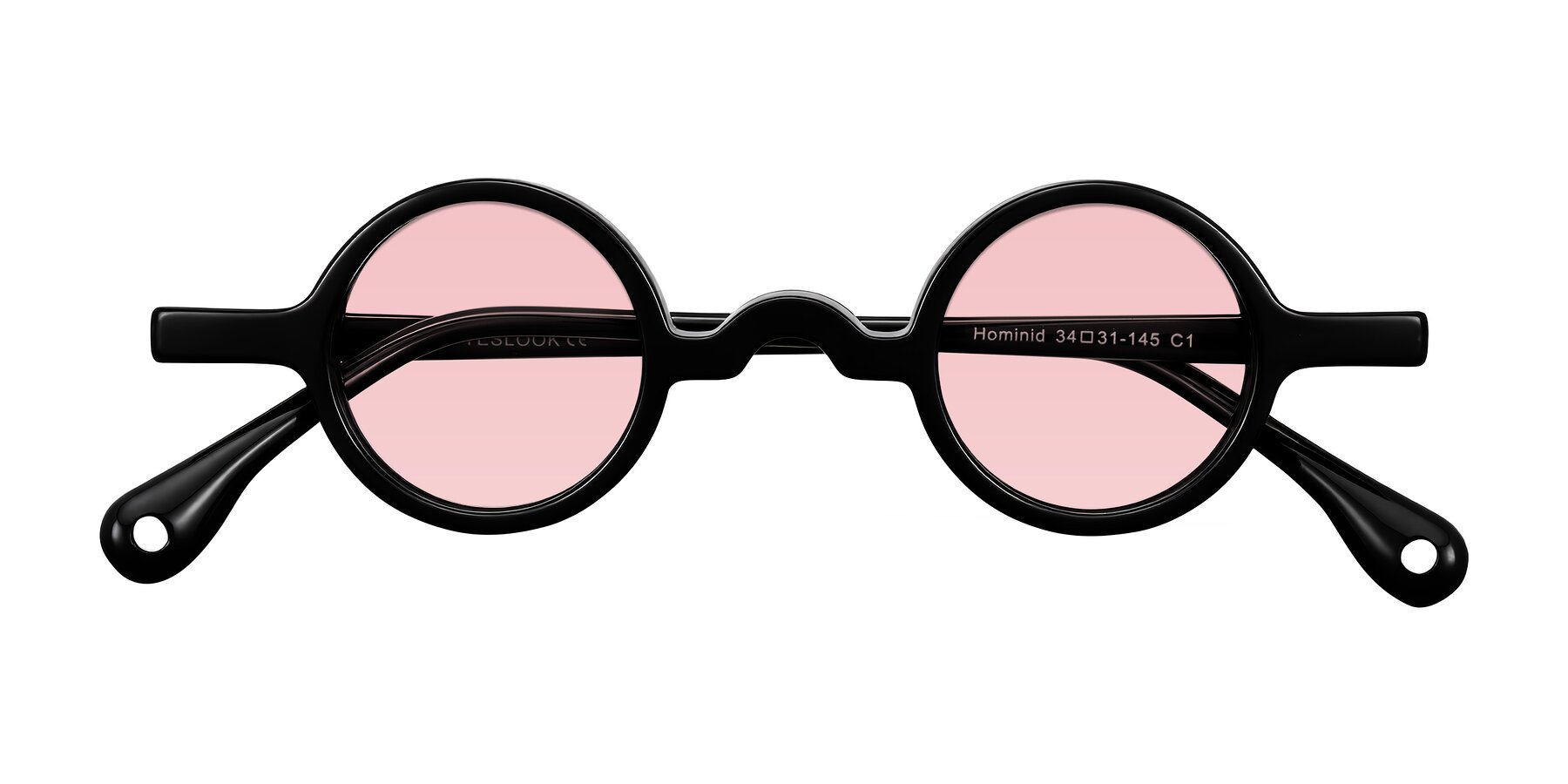 Folded Front of Hominid in Black with Light Garnet Tinted Lenses