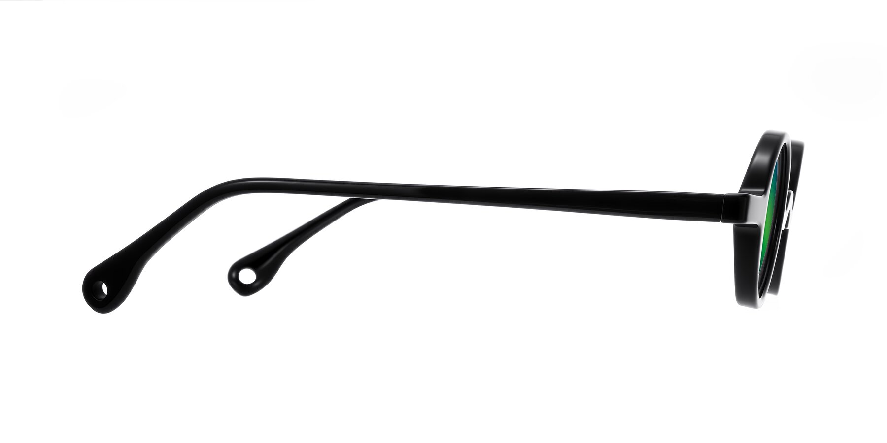 Side of Hominid in Black with Green Mirrored Lenses