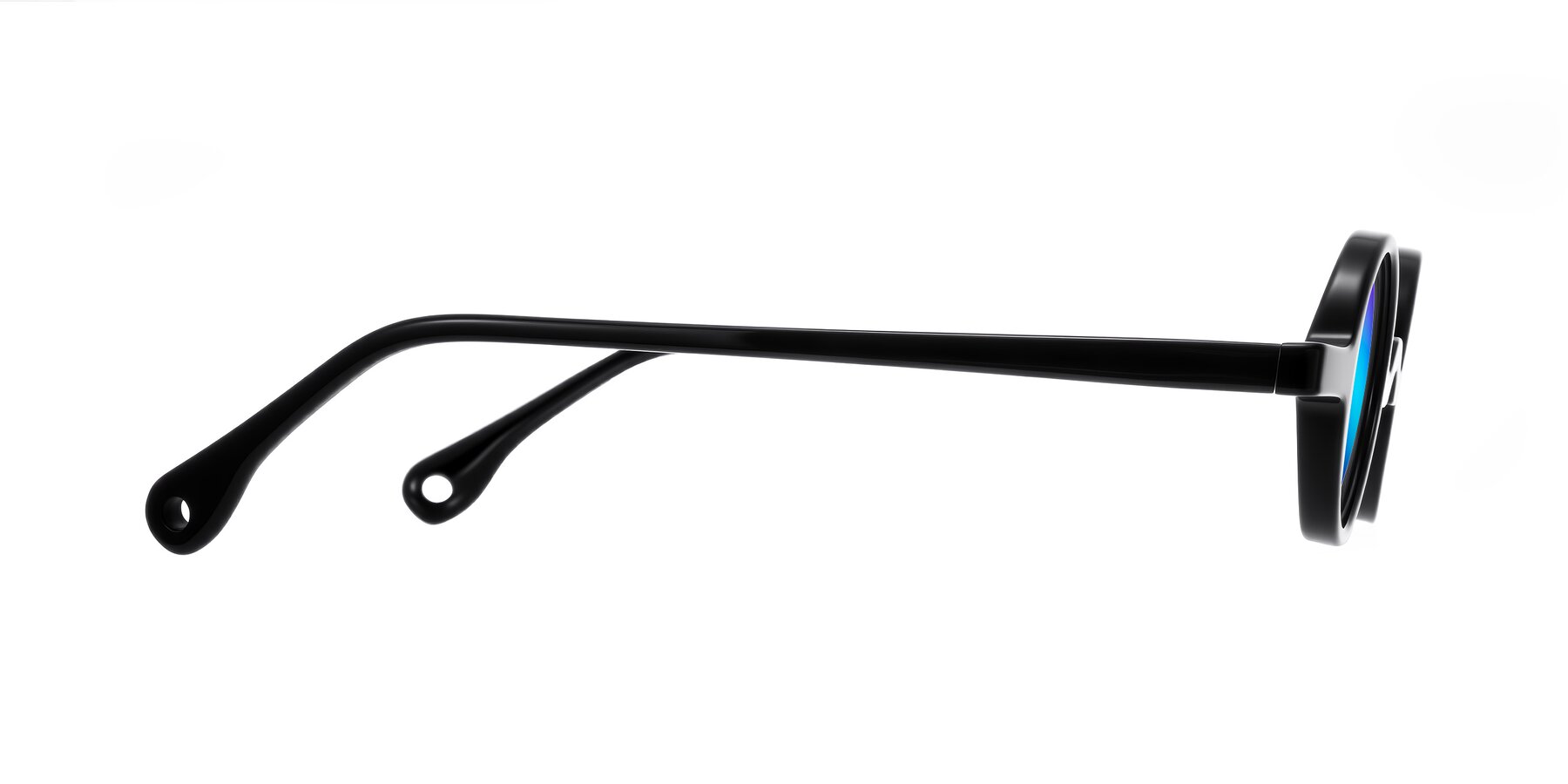 Side of Hominid in Black with Blue Mirrored Lenses