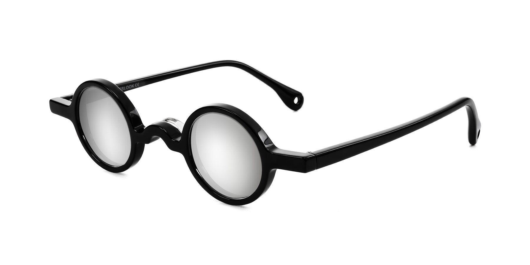 Angle of Hominid in Black with Silver Mirrored Lenses