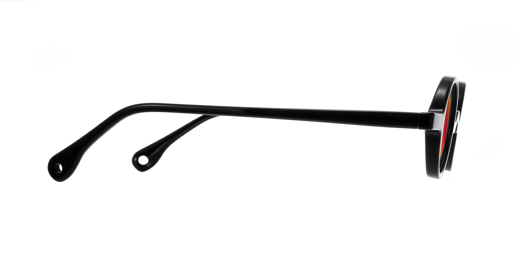 Side of Hominid in Black with Red Gold Mirrored Lenses