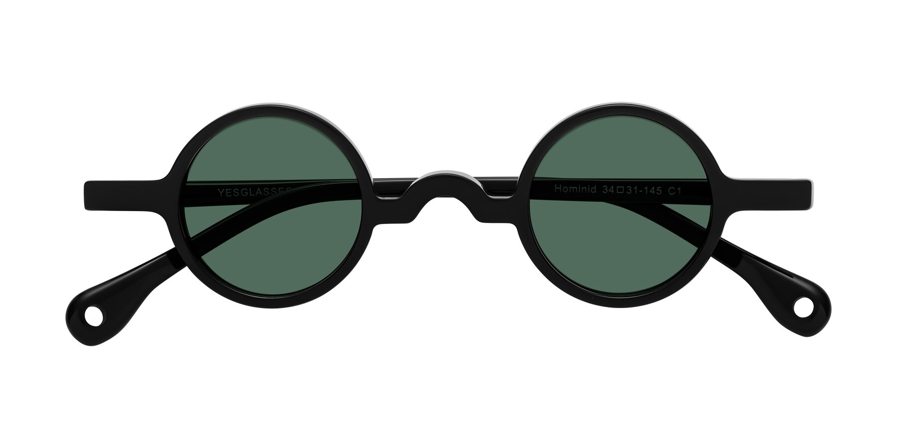 Folded Front of Hominid in Black with Green Polarized Lenses