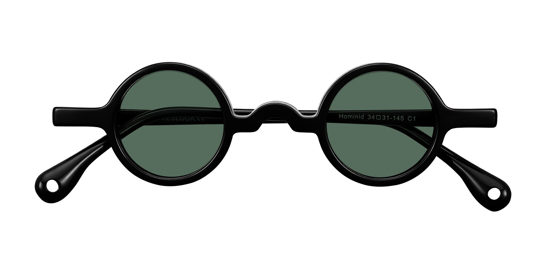 Folded Front of Hominid in Black with Green Polarized Lenses