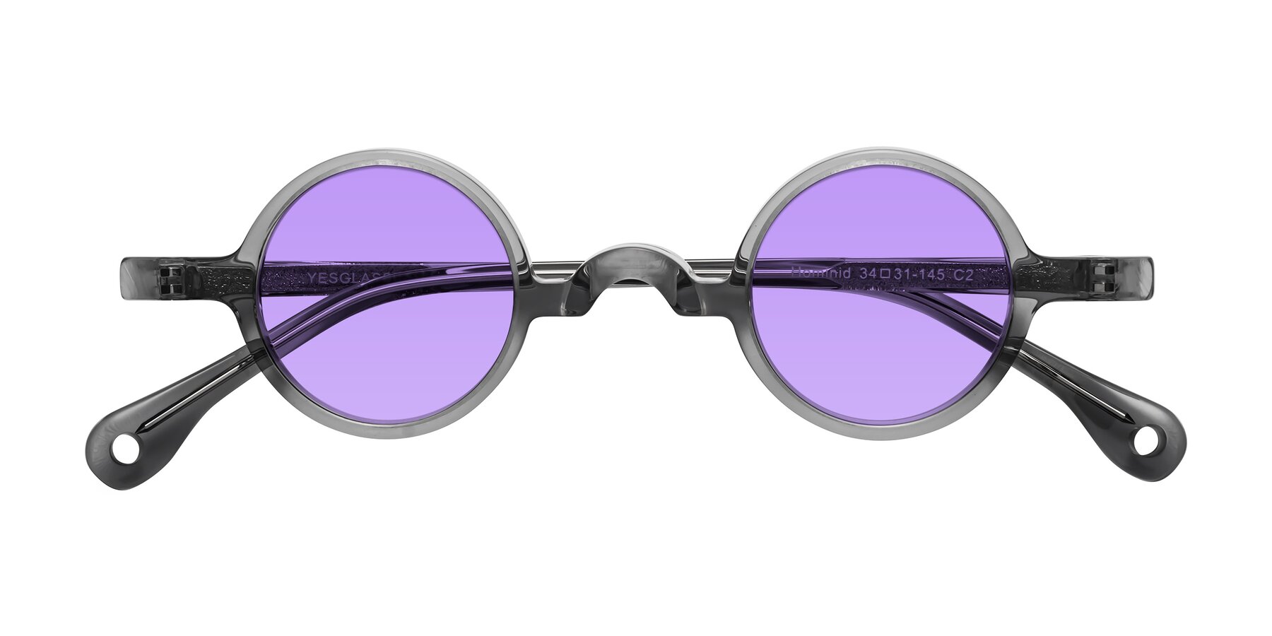 Folded Front of Hominid in Gray with Medium Purple Tinted Lenses