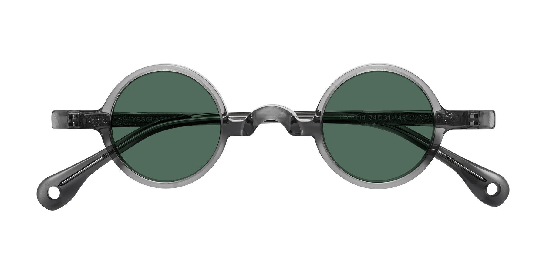 Folded Front of Hominid in Gray with Green Polarized Lenses