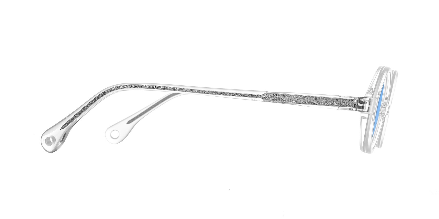 Side of Hominid in Clear with Medium Blue Tinted Lenses