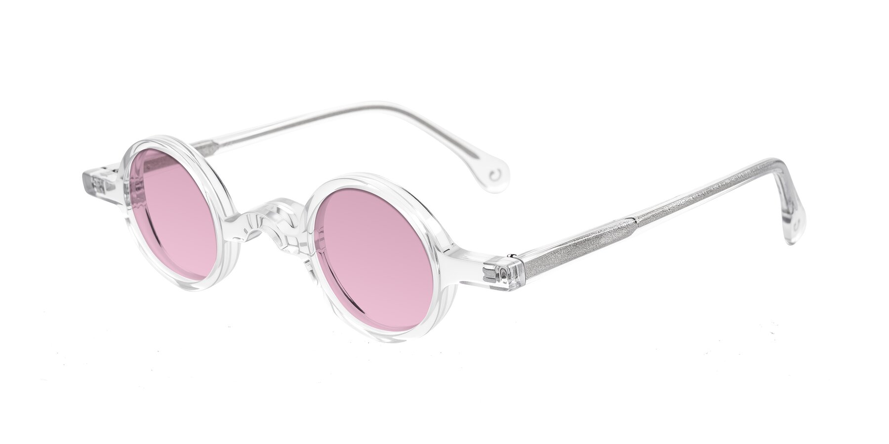 Angle of Hominid in Clear with Light Wine Tinted Lenses