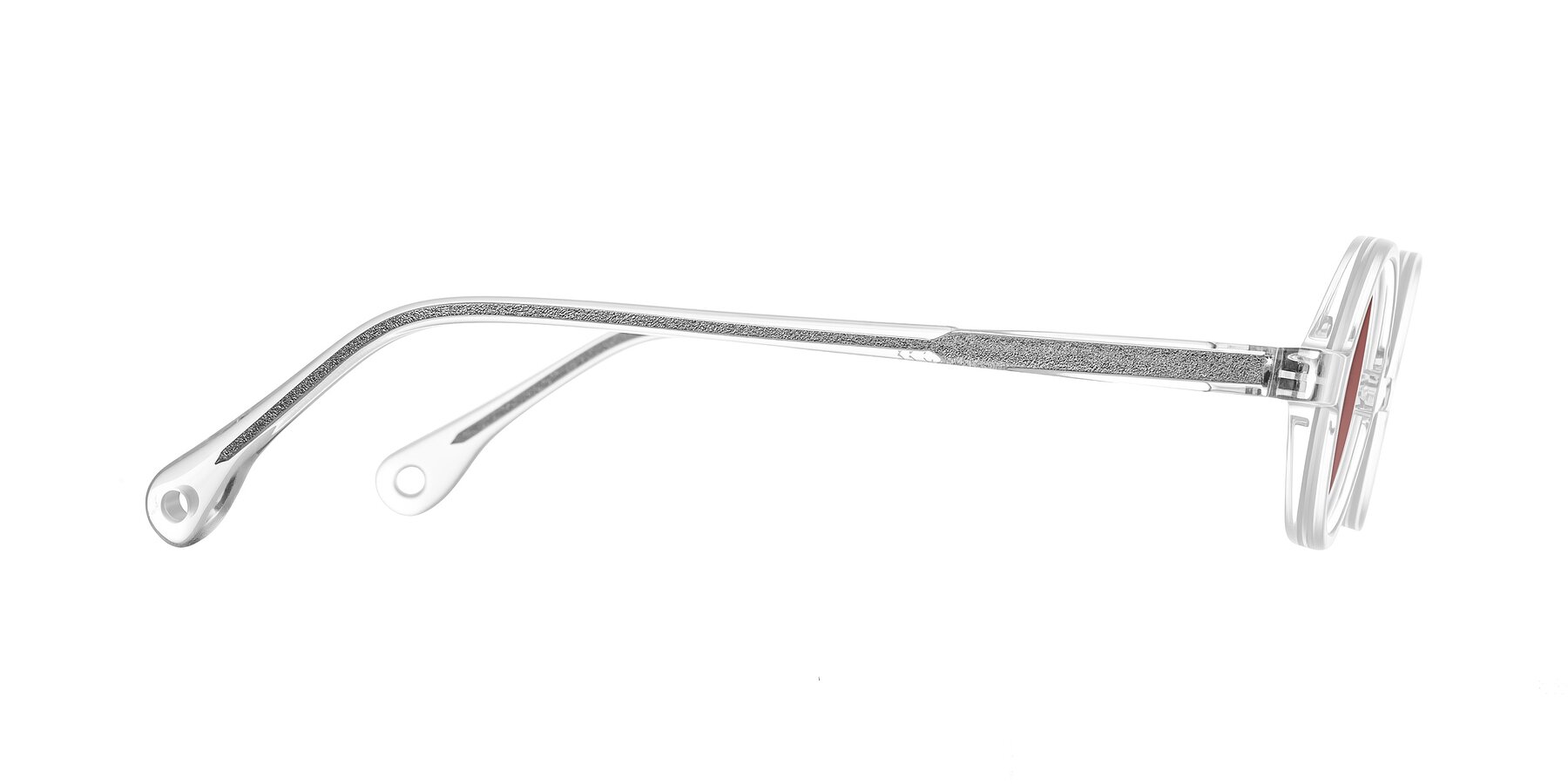 Side of Hominid in Clear with Garnet Tinted Lenses