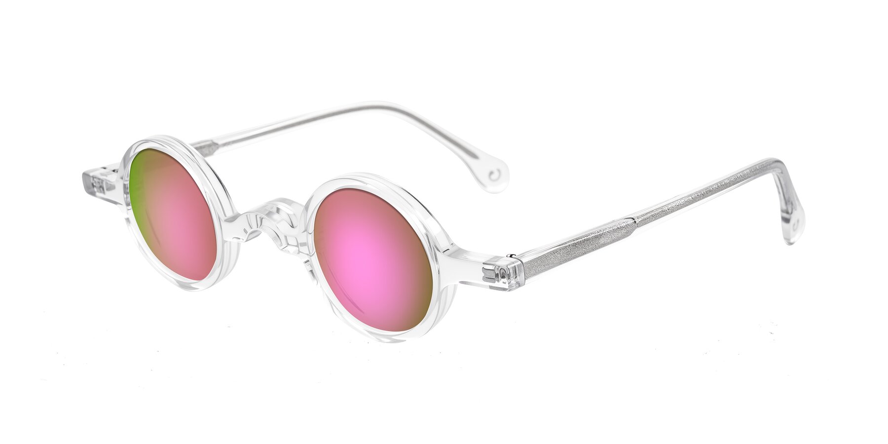 Angle of Hominid in Clear with Pink Mirrored Lenses