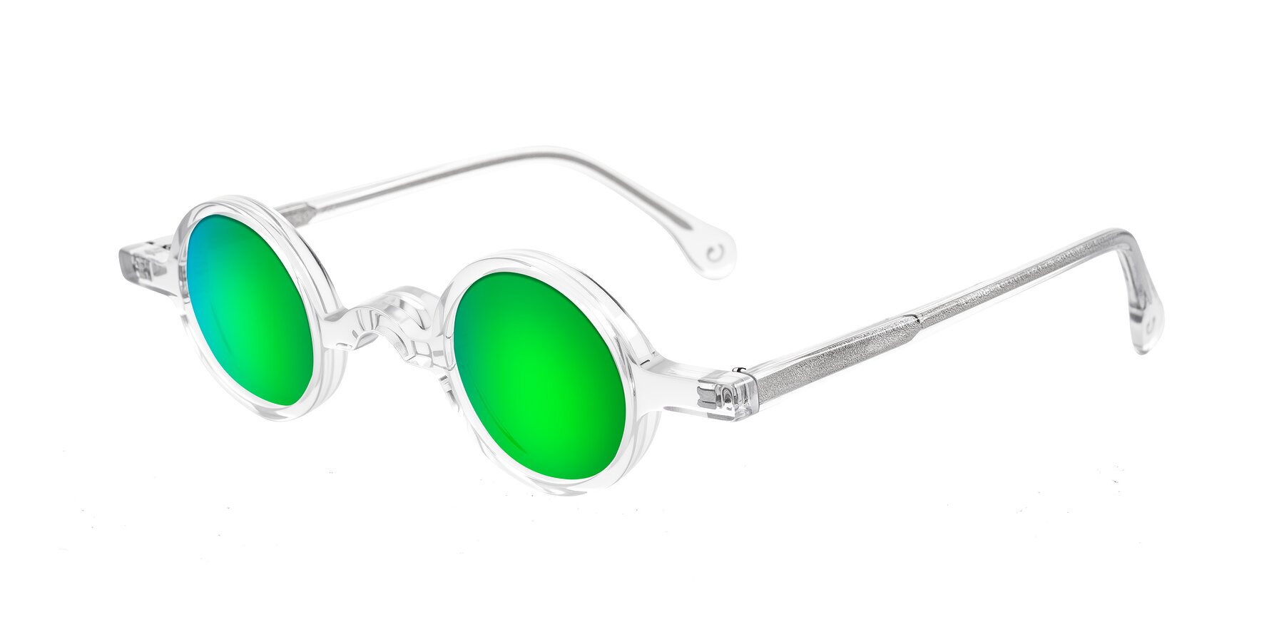 Angle of Hominid in Clear with Green Mirrored Lenses