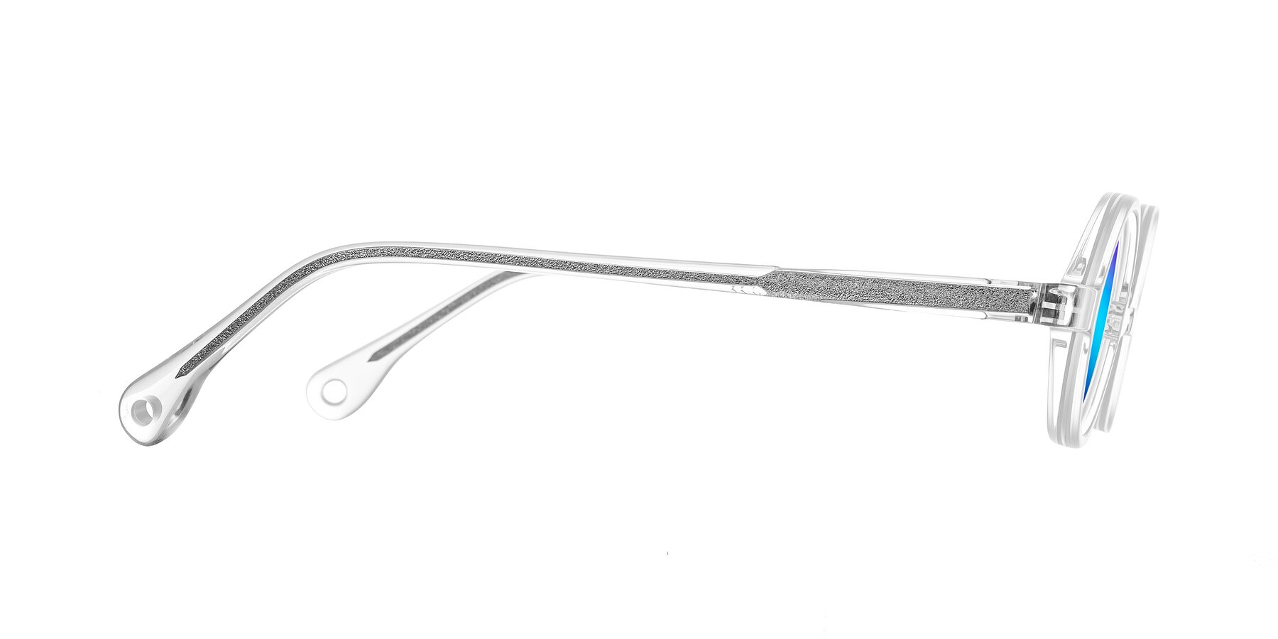 Side of Hominid in Clear with Blue Mirrored Lenses