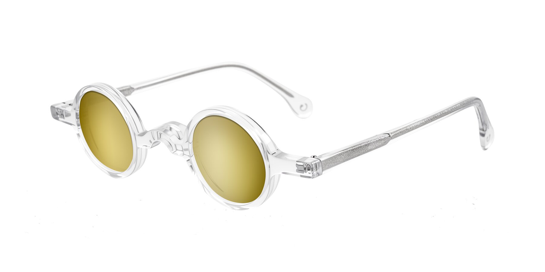 Angle of Hominid in Clear with Gold Mirrored Lenses