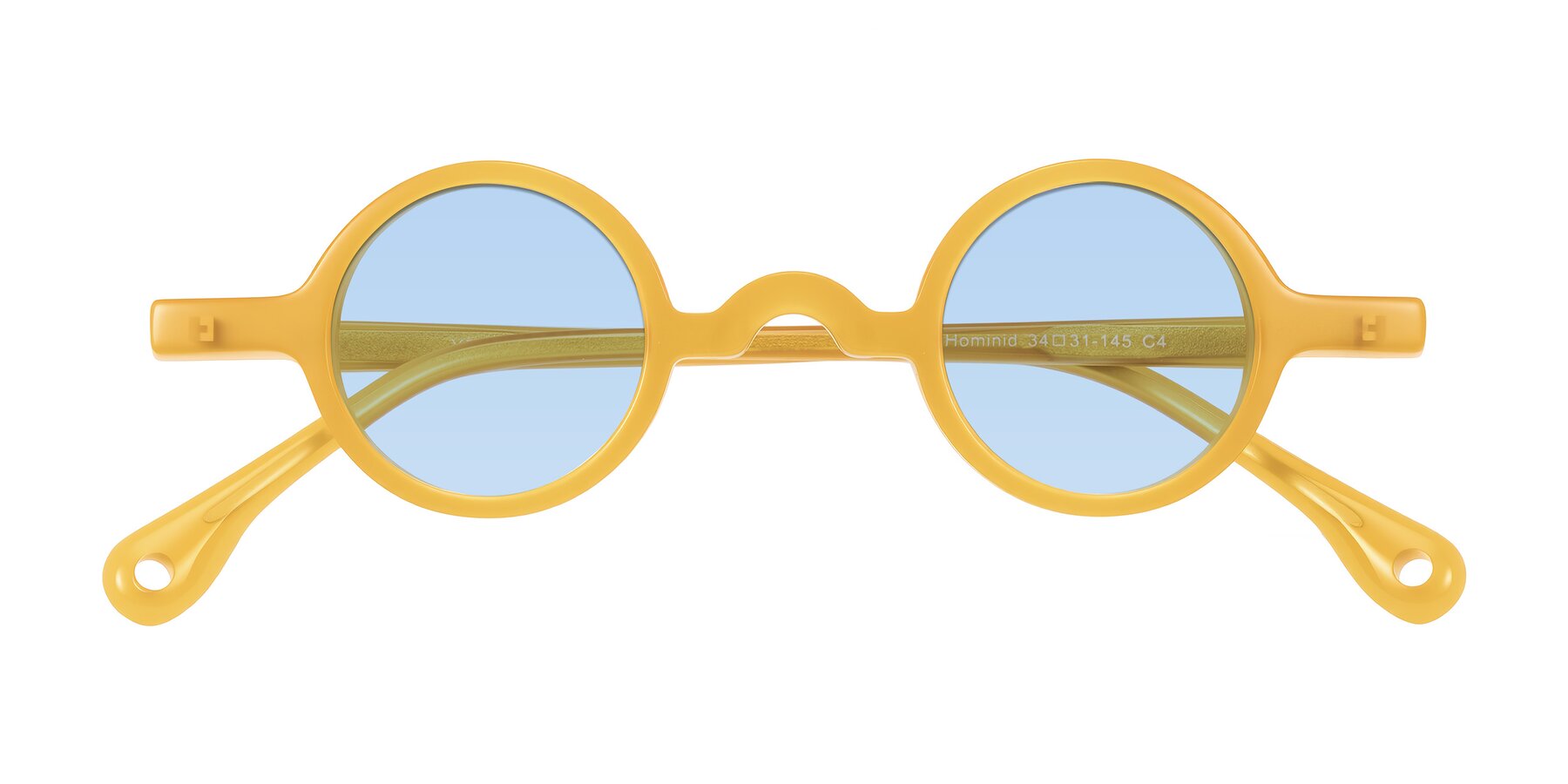 Folded Front of Hominid in Honey with Light Blue Tinted Lenses