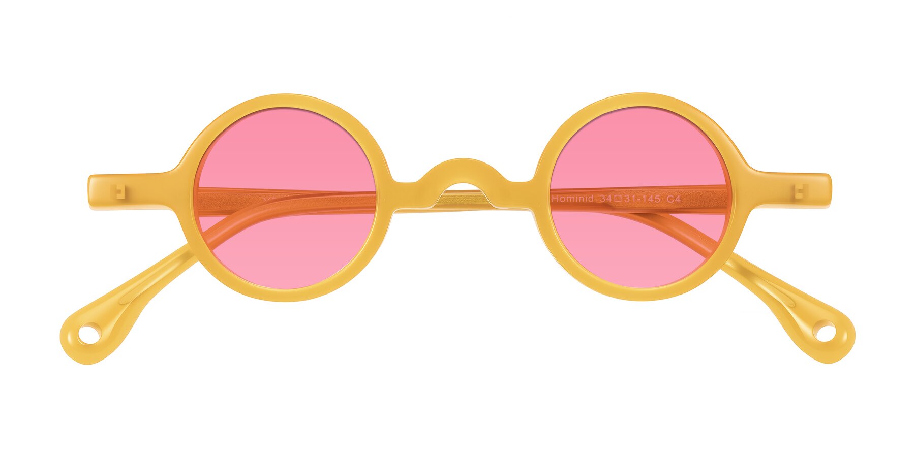 Folded Front of Hominid in Honey with Pink Tinted Lenses