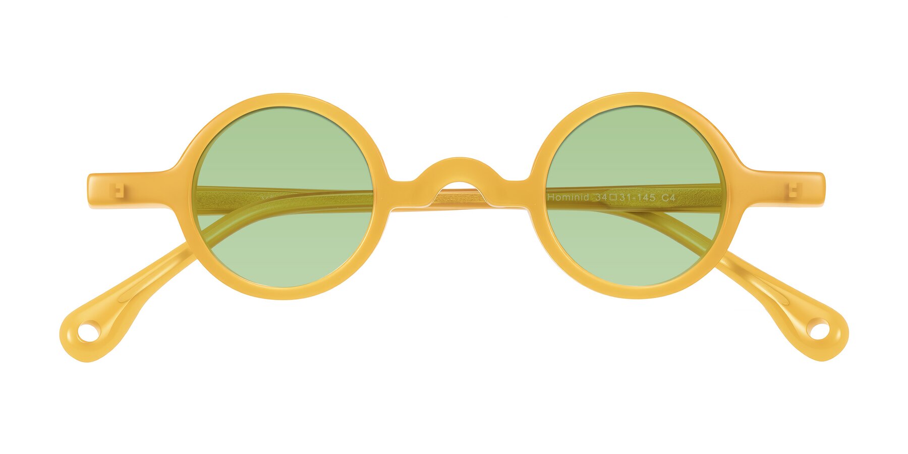 Folded Front of Hominid in Honey with Medium Green Tinted Lenses