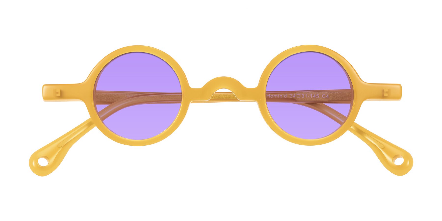 Folded Front of Hominid in Honey with Medium Purple Tinted Lenses