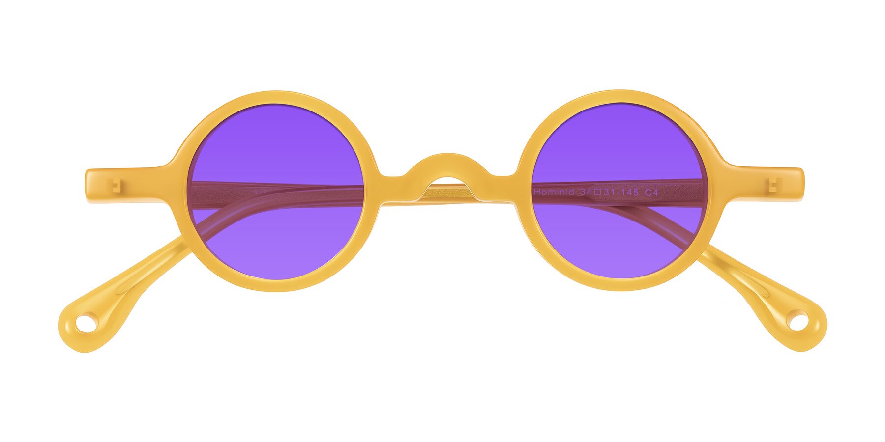 Folded Front of Hominid in Honey with Purple Tinted Lenses