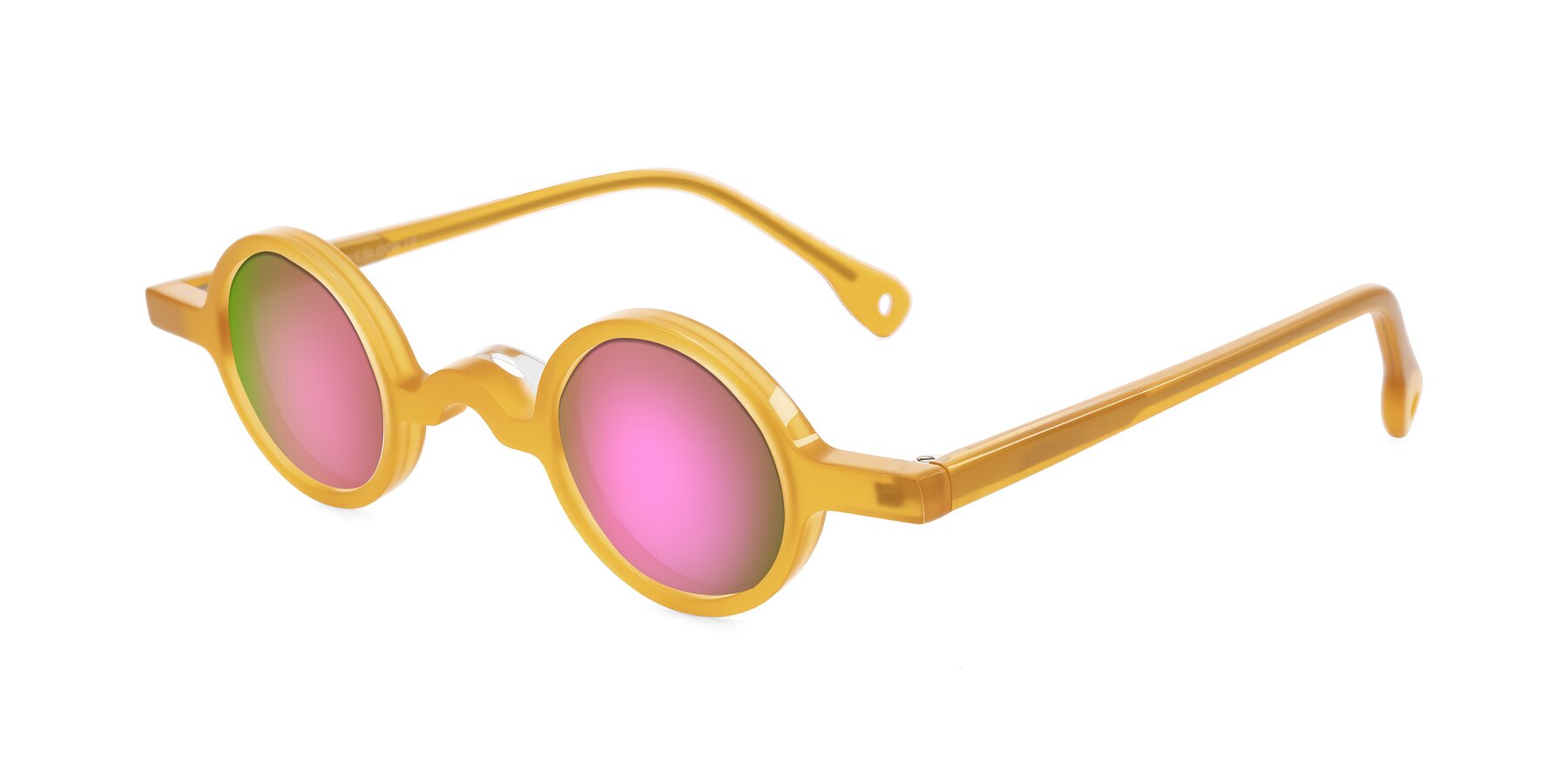 Angle of Hominid in Honey with Pink Mirrored Lenses