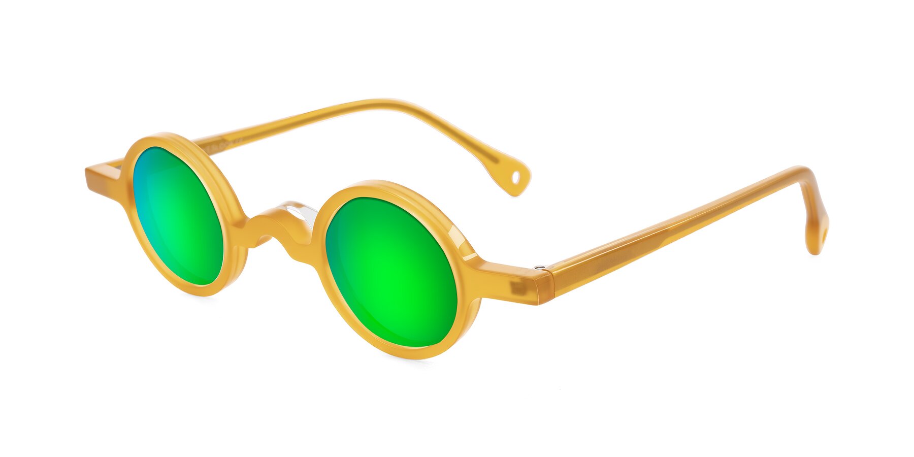 Angle of Hominid in Honey with Green Mirrored Lenses