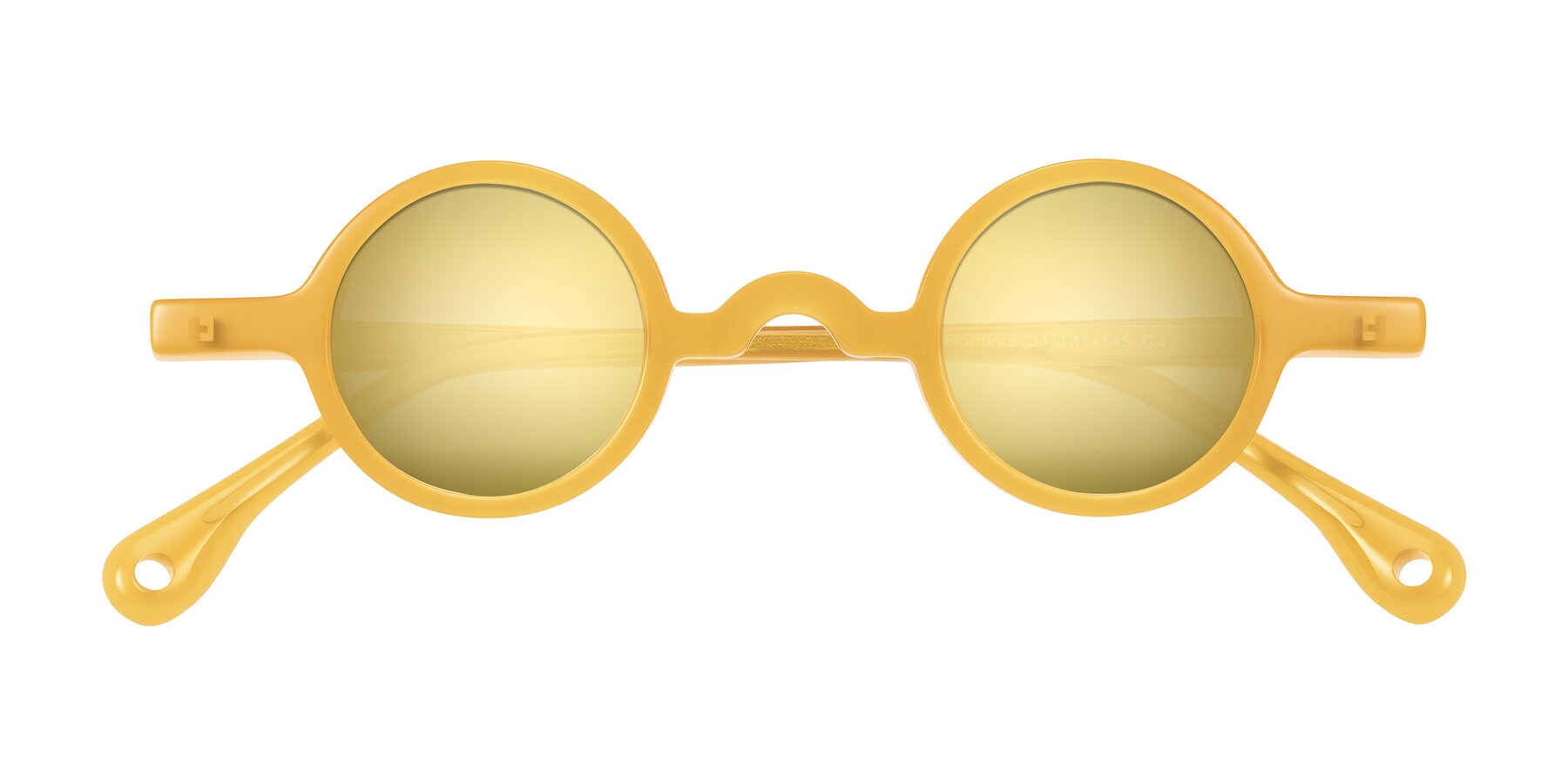 Folded Front of Hominid in Honey with Gold Mirrored Lenses