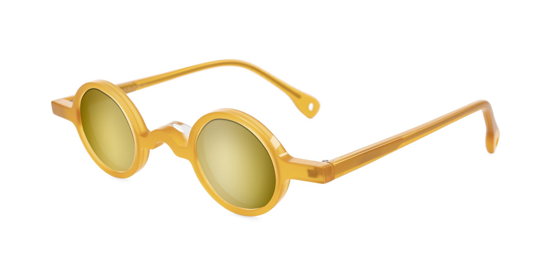 Angle of Hominid in Honey with Gold Mirrored Lenses