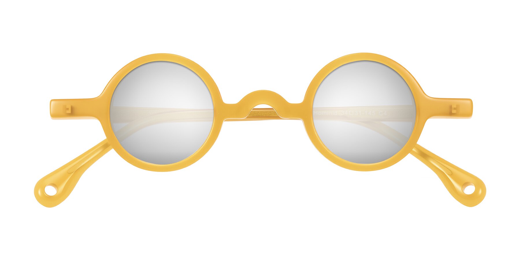 Folded Front of Hominid in Honey with Silver Mirrored Lenses