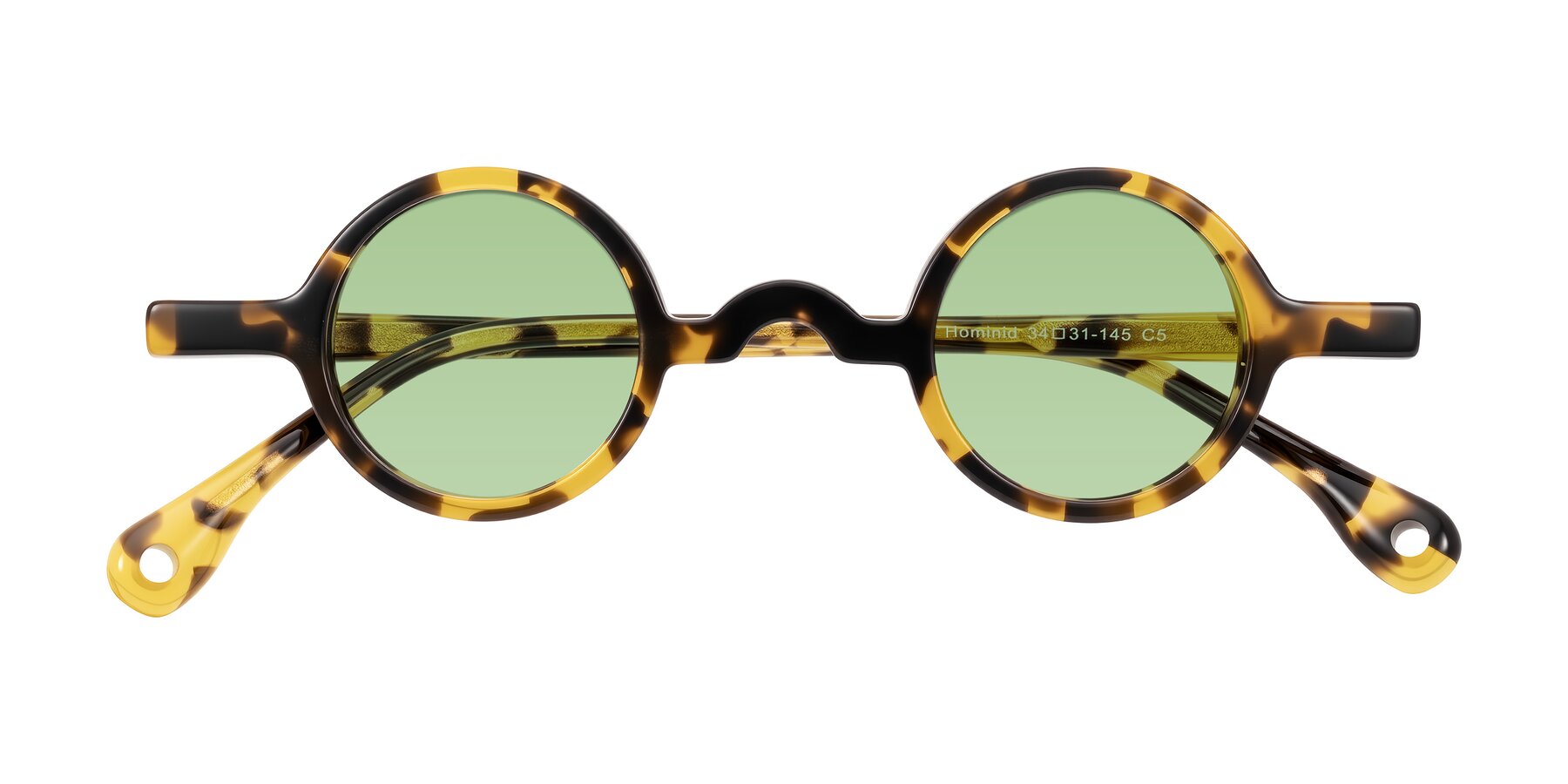 Folded Front of Hominid in Tortoise with Medium Green Tinted Lenses