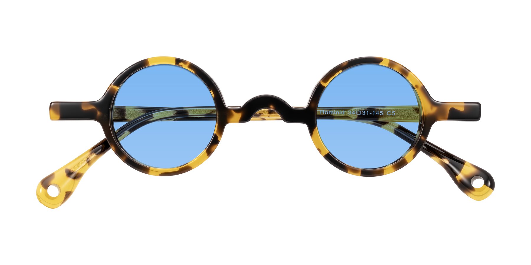 Folded Front of Hominid in Tortoise with Medium Blue Tinted Lenses