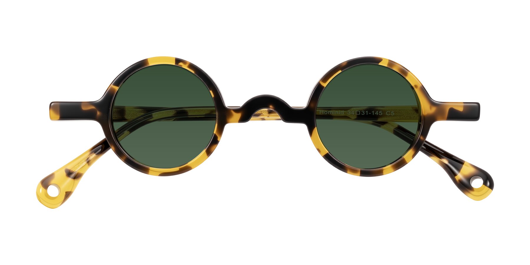 Folded Front of Hominid in Tortoise with Green Tinted Lenses