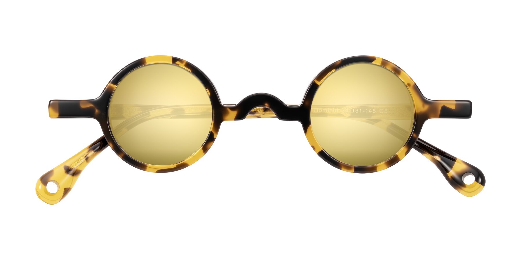 Folded Front of Hominid in Tortoise with Gold Mirrored Lenses