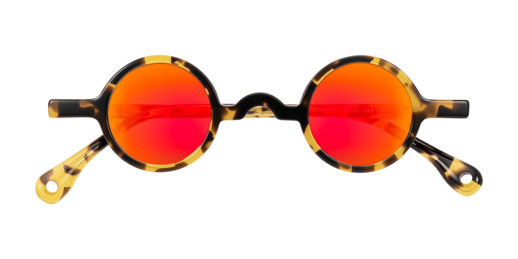 Folded Front of Hominid in Tortoise with Red Gold Mirrored Lenses